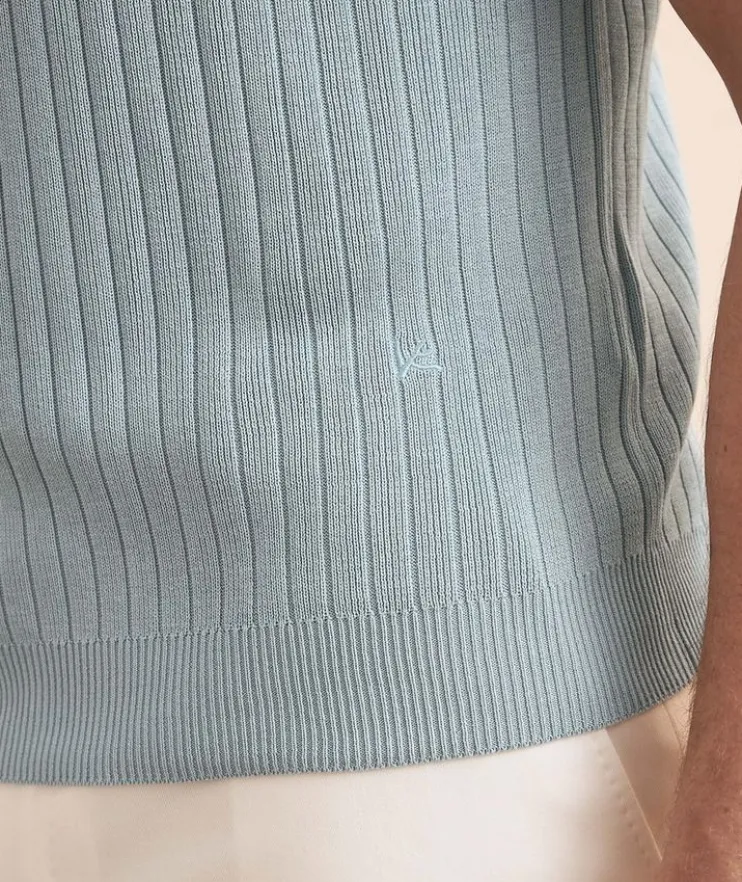 Silk Ribbed Knit Polo