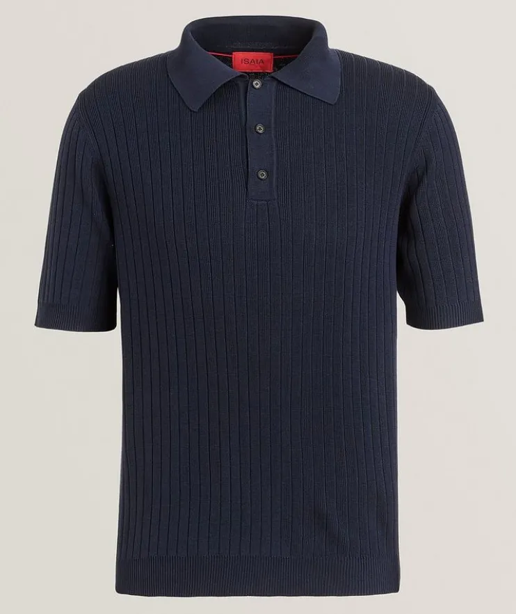 Silk Ribbed Knit Polo