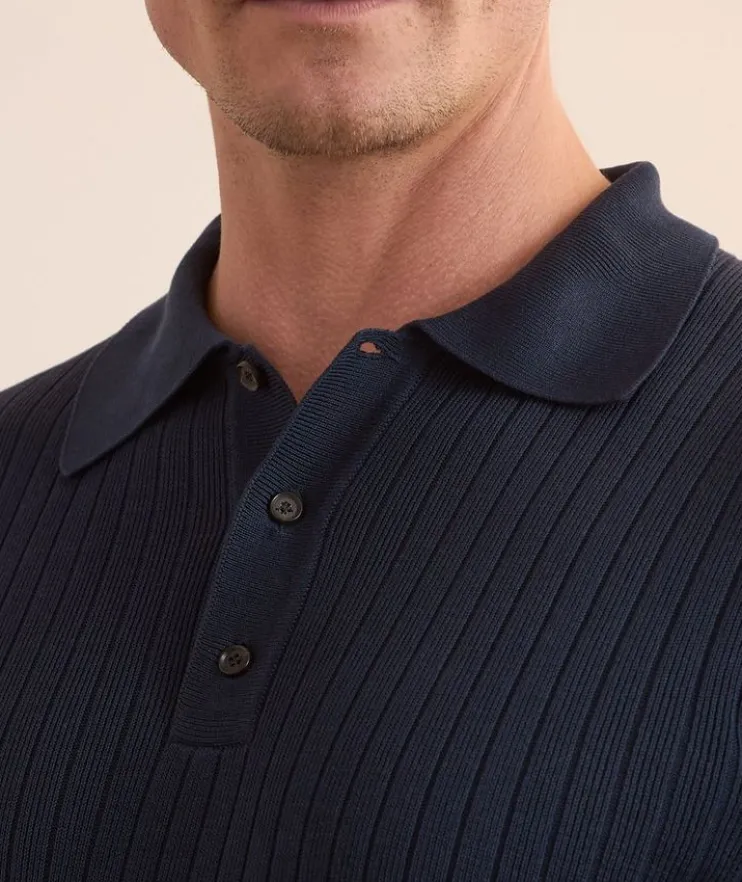 Silk Ribbed Knit Polo