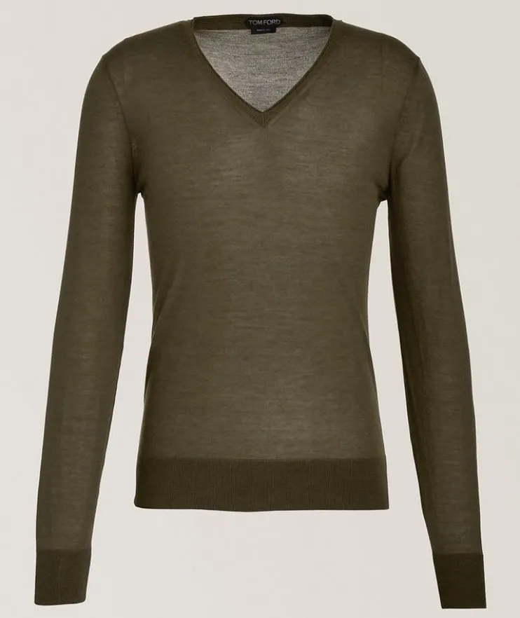 Silk-Cashmere V-Neck Sweater