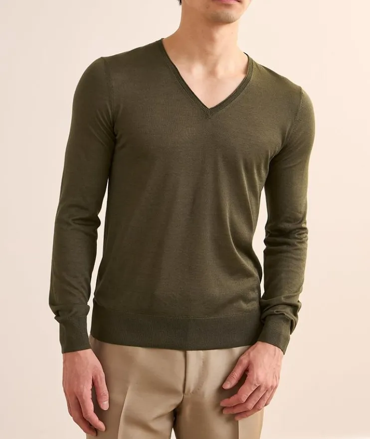 Silk-Cashmere V-Neck Sweater