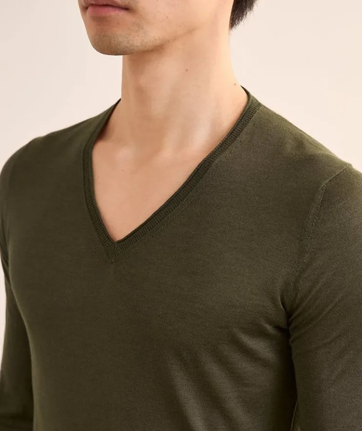 Silk-Cashmere V-Neck Sweater