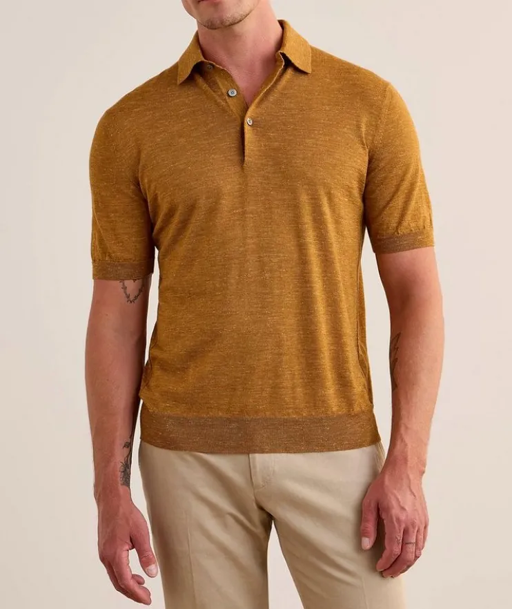 Silk-Cashmere-Linen Polo Shirt