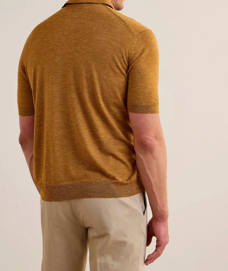 Silk-Cashmere-Linen Polo Shirt