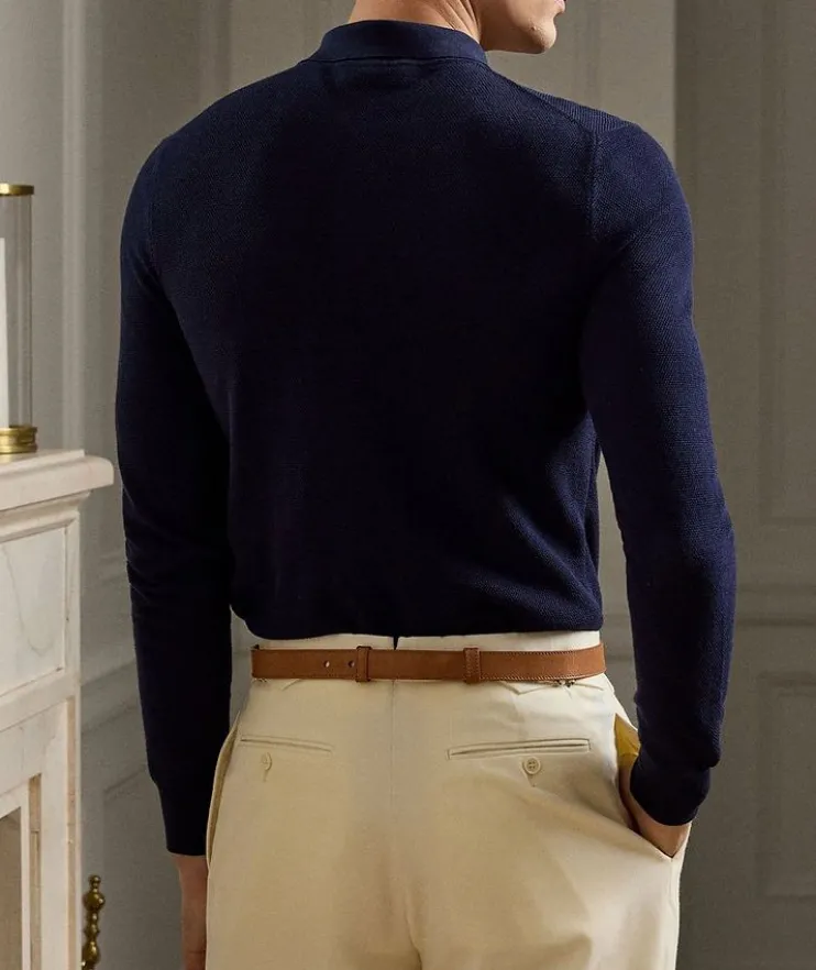 Silk-Cotton Knit Polo