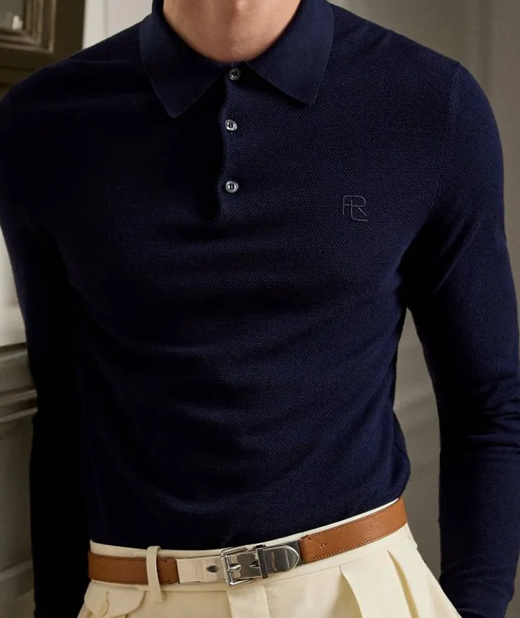 Silk-Cotton Knit Polo