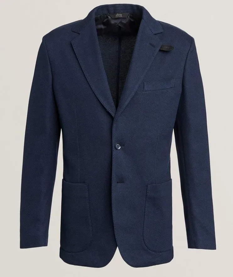 Silk-Cotton Piqué Jersey Sport Jacket