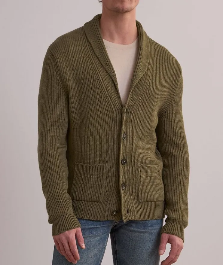 Silk-Merino Wool Ribbed Shawl Cardigan