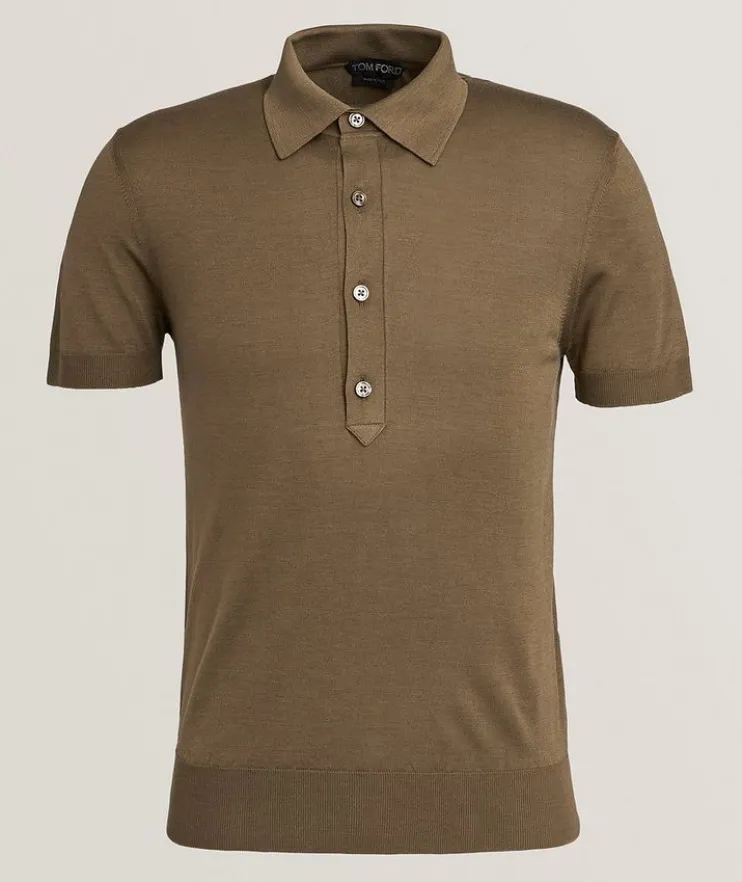Silk-Viscose Knit Polo