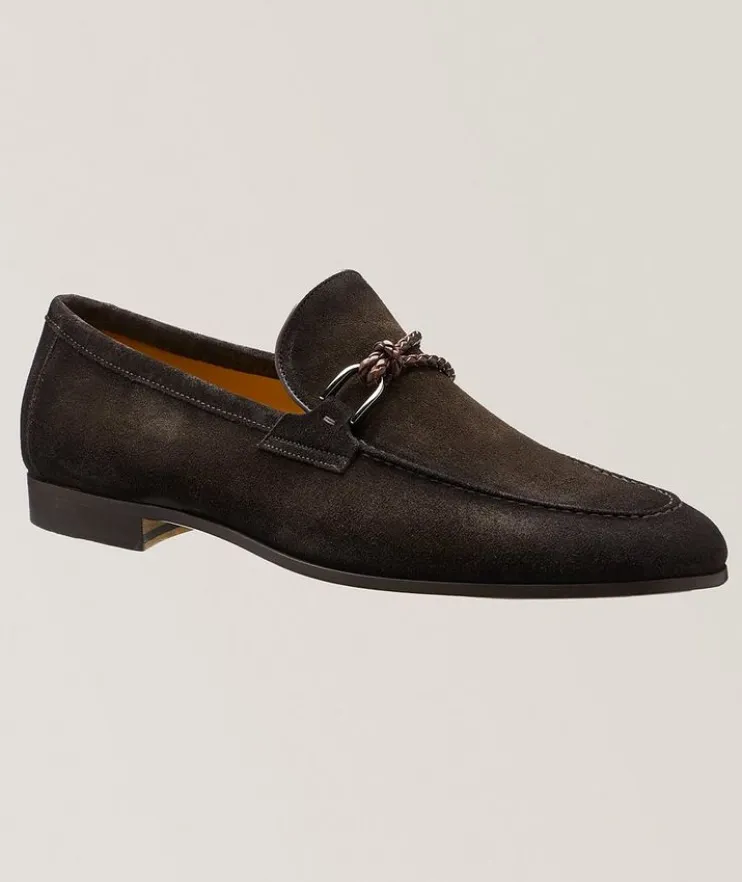 Silvano Woven Asymmetric Loop Suede Loafers