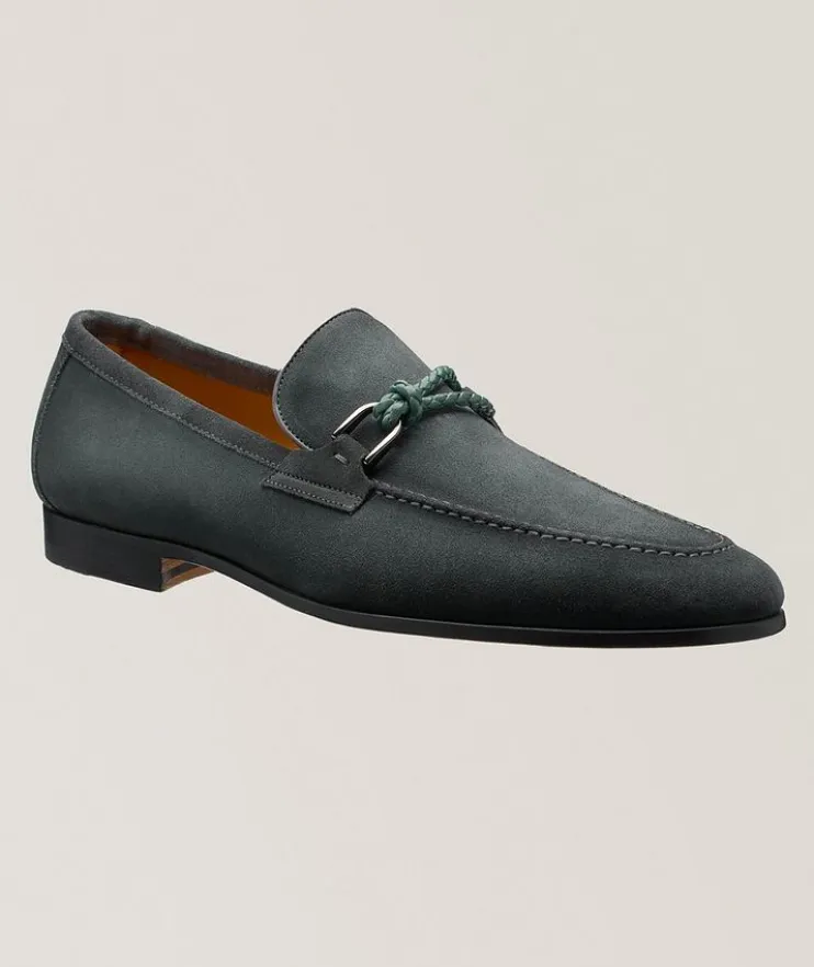 Silvano Woven Asymmetric Loop Suede Loafers