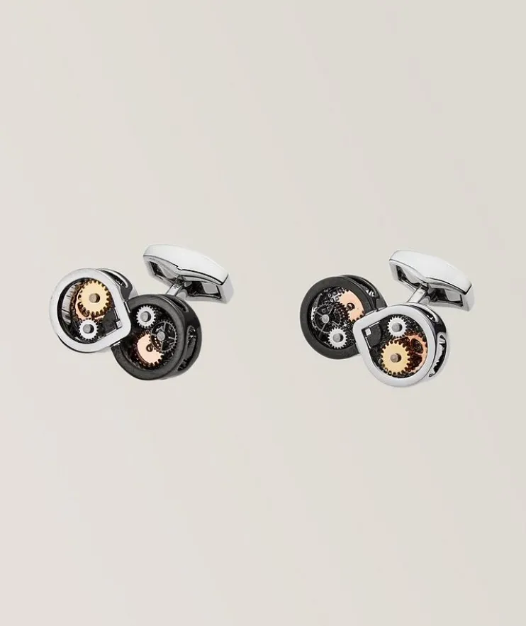 Silver Palladium & Gunmetal Plated Infinity Gear Cufflinks