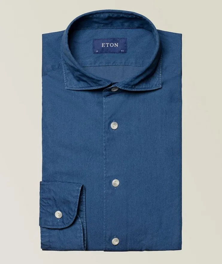 Slim-Fit Denim Dress Shirt