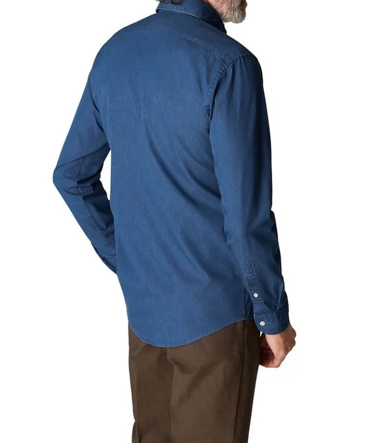 Slim-Fit Denim Dress Shirt