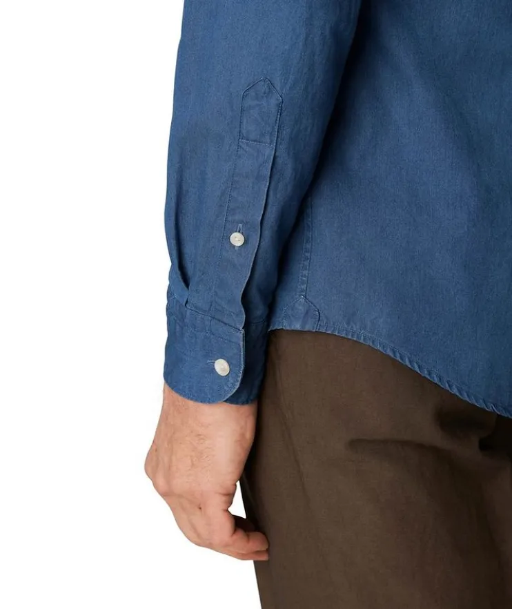 Slim-Fit Denim Dress Shirt
