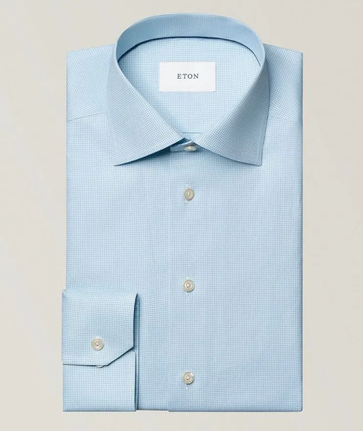 Slim-Fit Fine Check Twill Dress Shirt