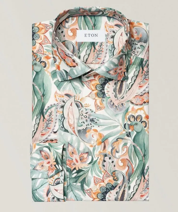 Slim-Fit Floral Dress Shirt