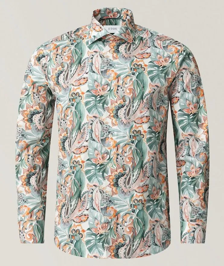 Slim-Fit Floral Dress Shirt