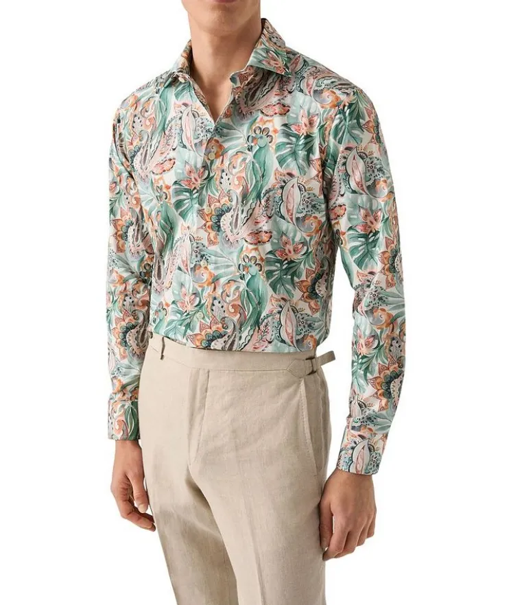 Slim-Fit Floral Dress Shirt