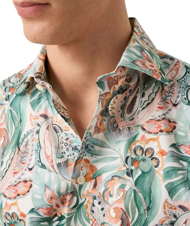 Slim-Fit Floral Dress Shirt