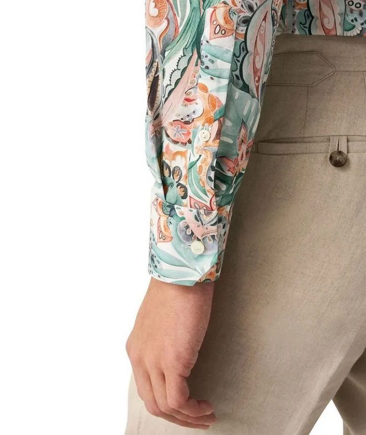 Slim-Fit Floral Dress Shirt