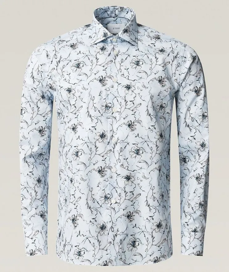 Slim-Fit Floral Twill Dress Shirt