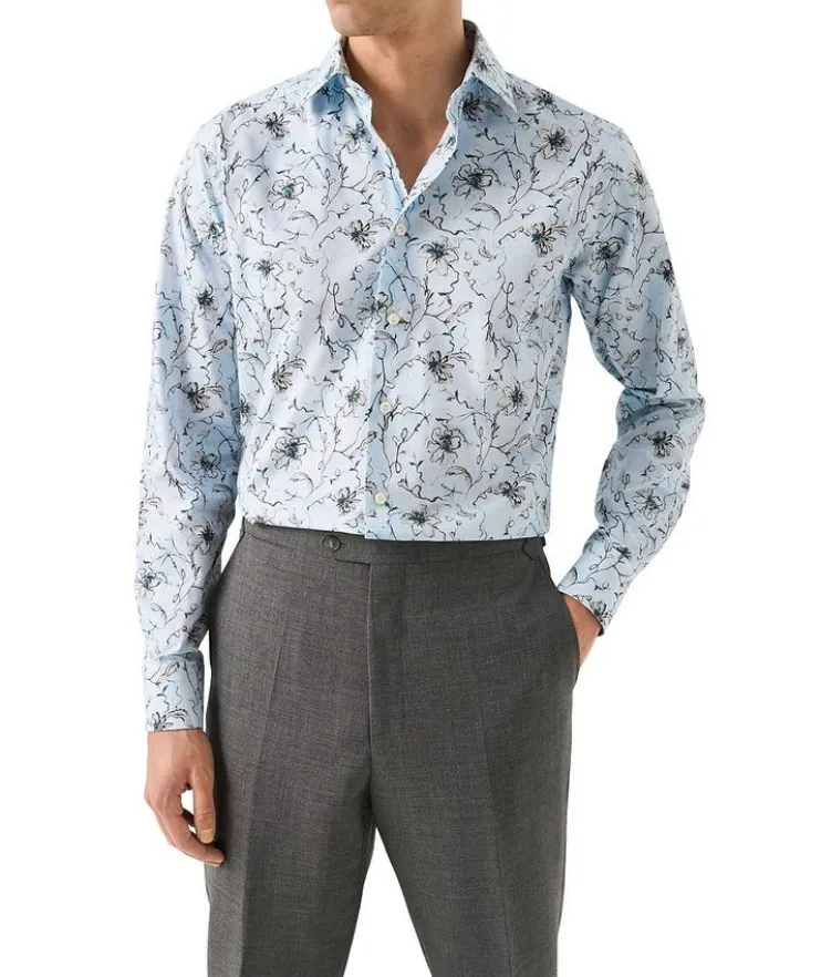 Slim-Fit Floral Twill Dress Shirt