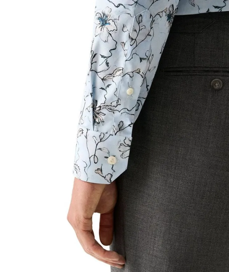 Slim-Fit Floral Twill Dress Shirt