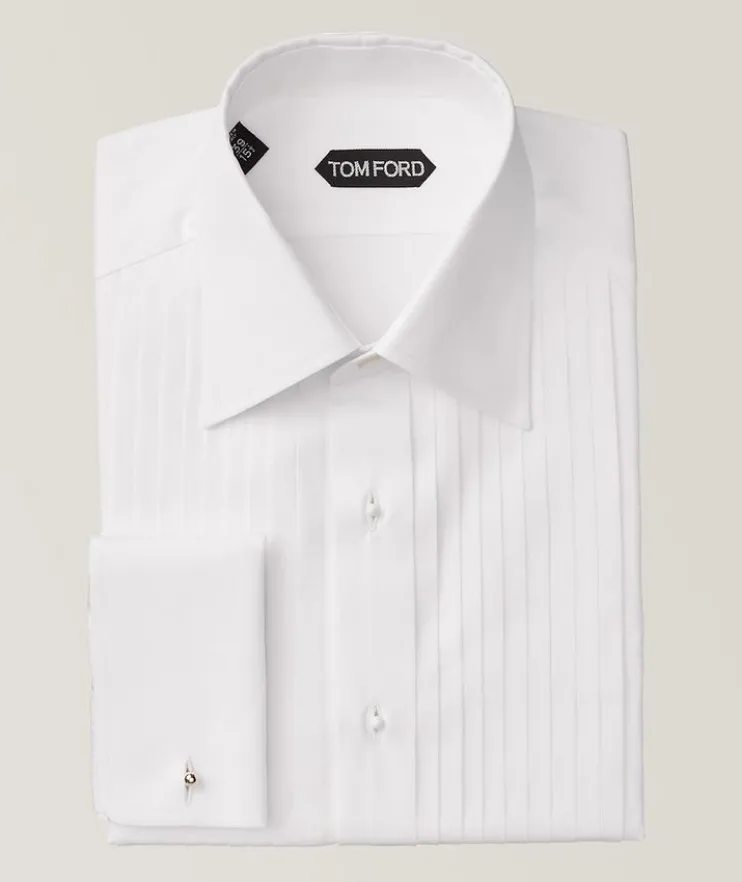 Slim-Fit Front Pleated Cotton Evening Shirt