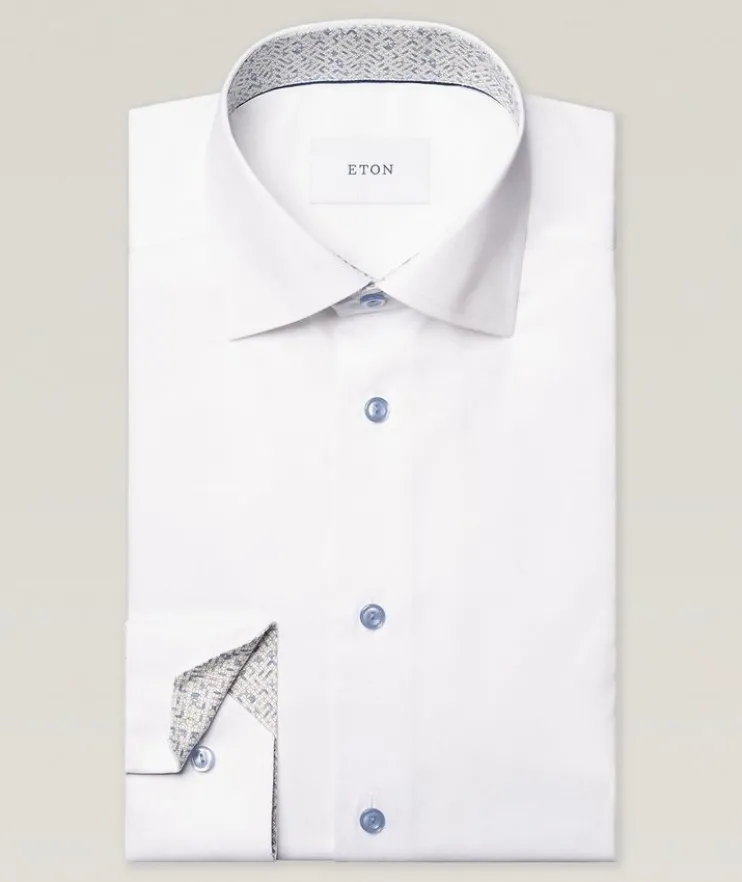 Slim-Fit Geometric Effect Twill Shirt