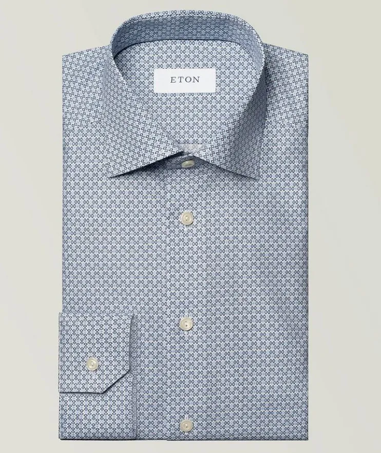 Slim-Fit Geometric Dot Twill Dress Shirt