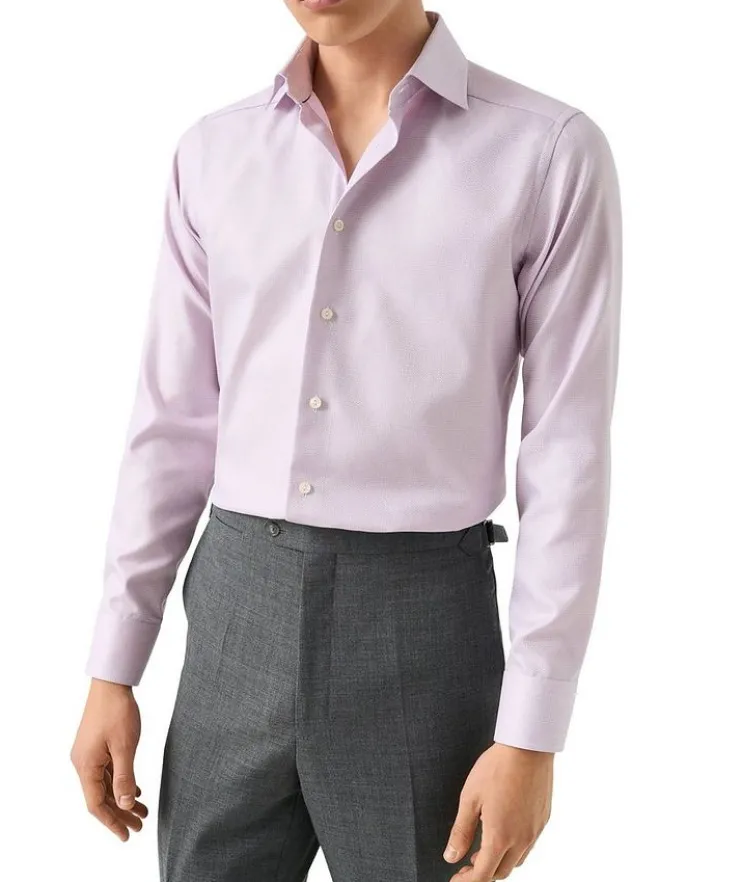 Slim-Fit Herringbone Dress Shirt