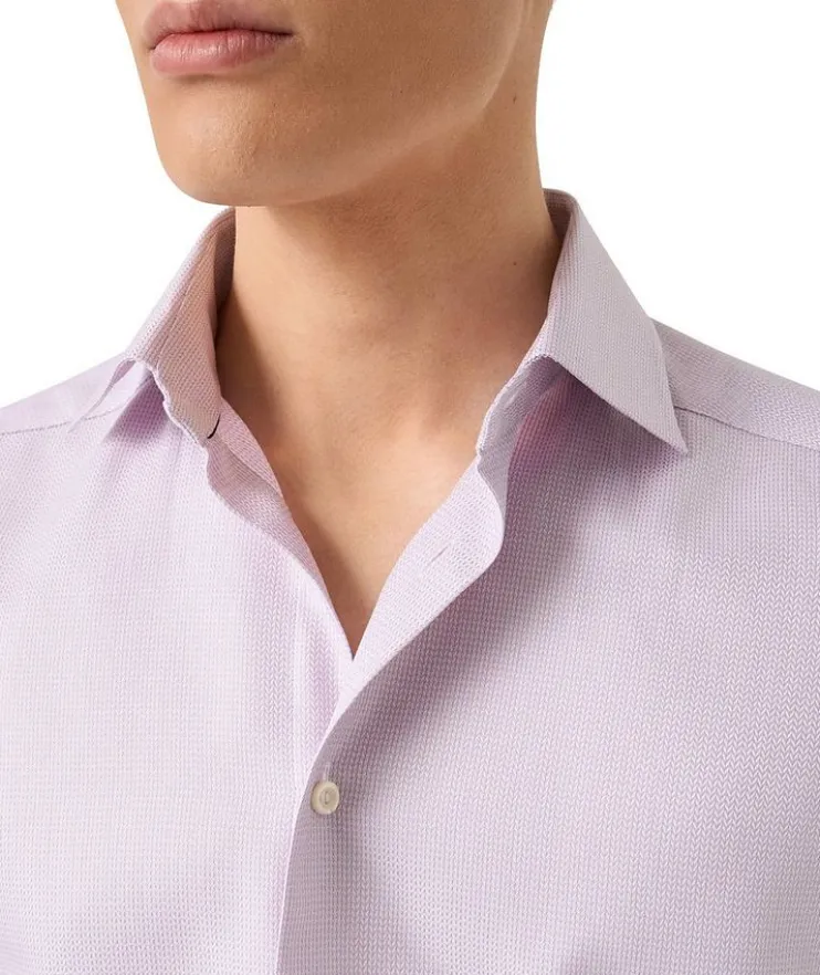 Slim-Fit Herringbone Dress Shirt