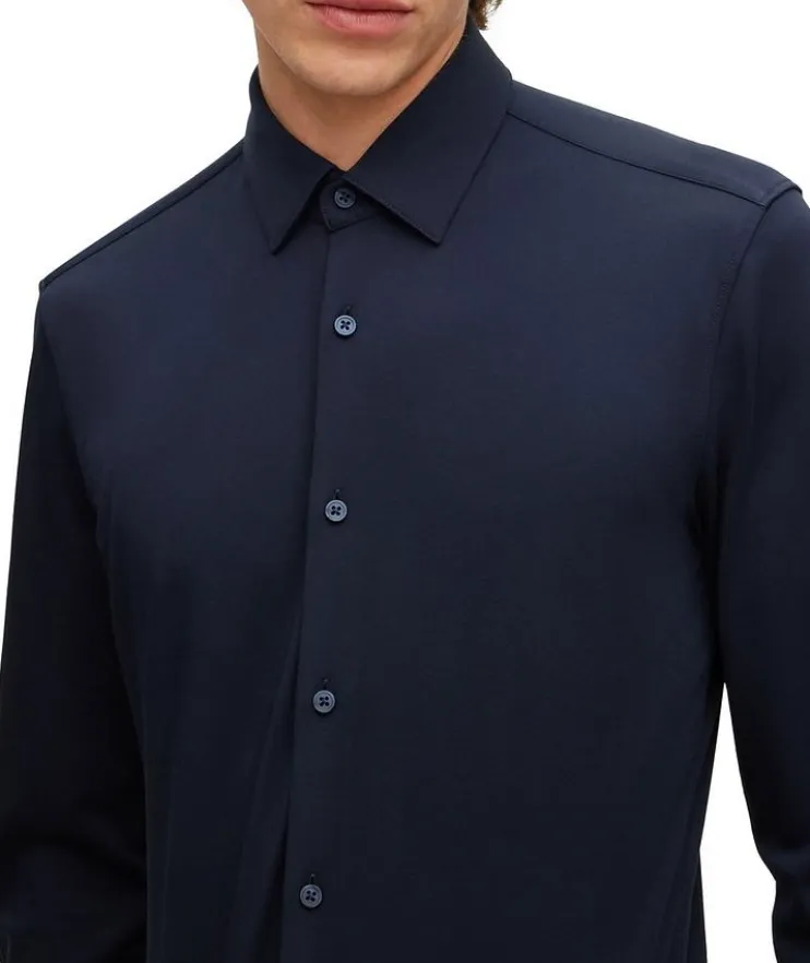 Slim-Fit Jersey Stretch-Cotton Dress Shirt