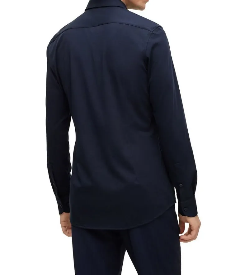 Slim-Fit Jersey Stretch-Cotton Dress Shirt