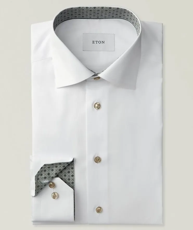 Slim-Fit Medallion-Effect Twill Dress Shirt