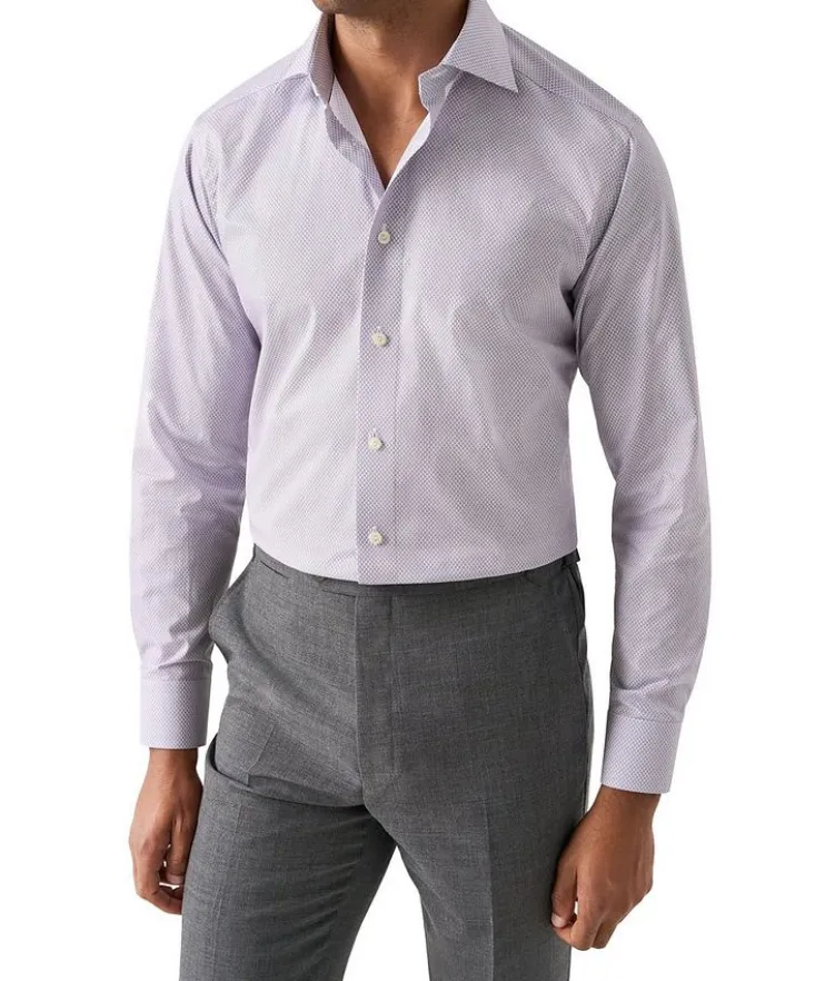 Slim-Fit Micro Dress Shirt