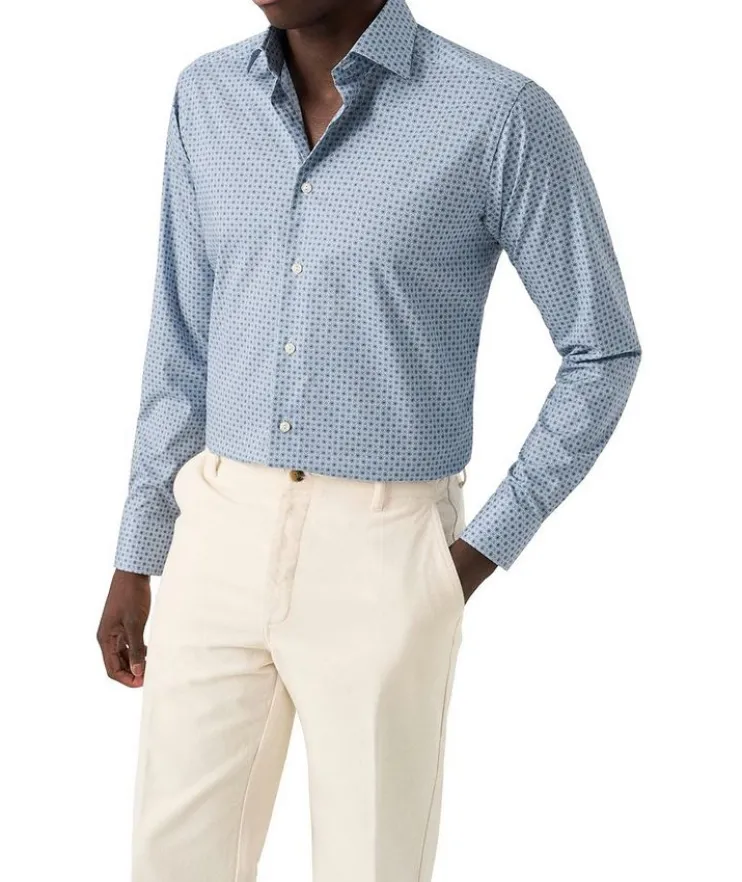 Slim-Fit Micro-Floral Dress Shirt