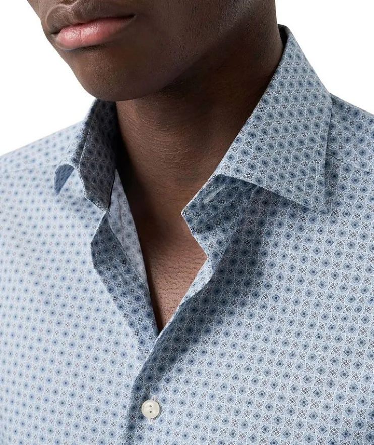 Slim-Fit Micro-Floral Dress Shirt
