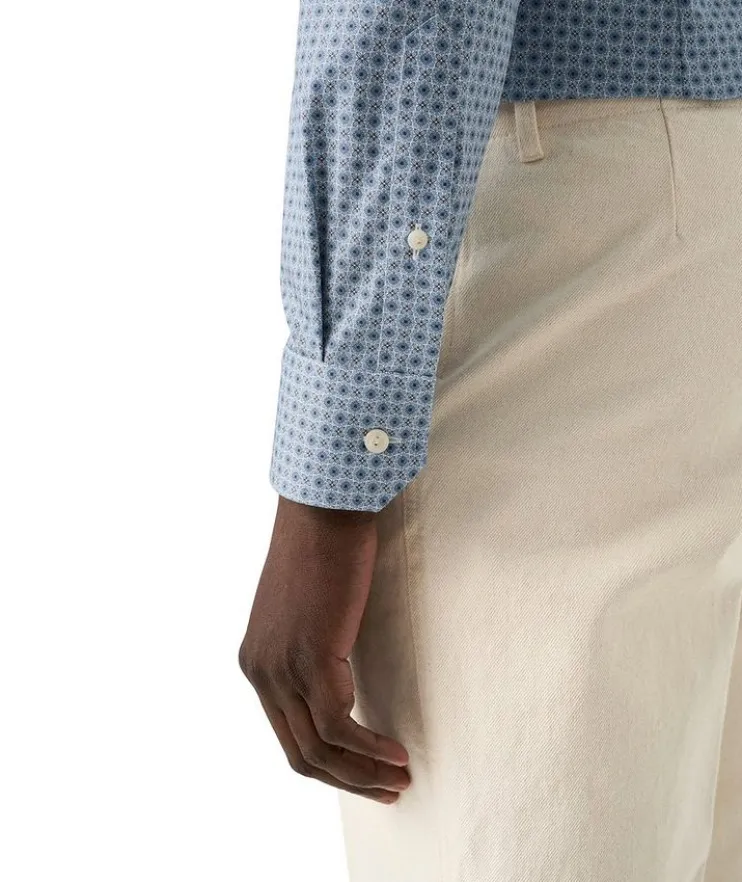 Slim-Fit Micro-Floral Dress Shirt