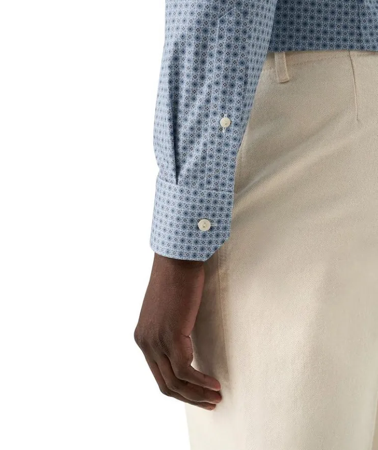 Slim-Fit Micro-Floral Dress Shirt