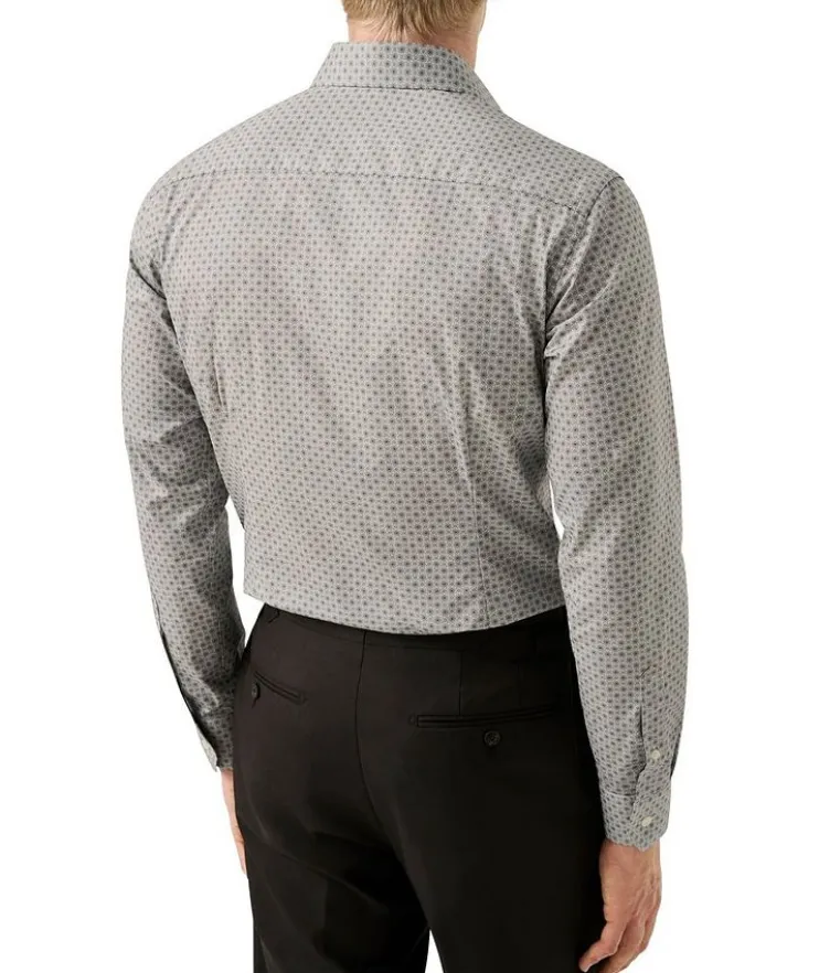 Slim-Fit Micro-Floral Dress Shirt