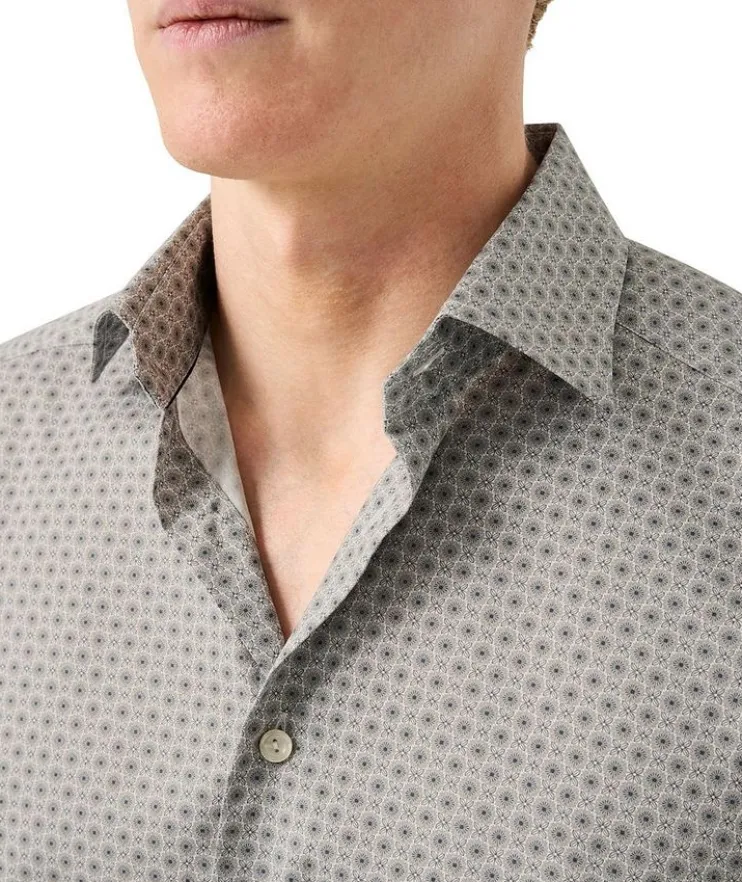 Slim-Fit Micro-Floral Dress Shirt