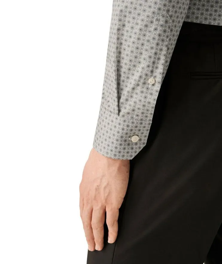 Slim-Fit Micro-Floral Dress Shirt