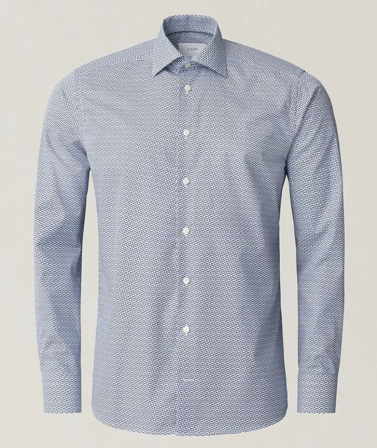 Slim-Fit Micro-Geometric Dress Shirt
