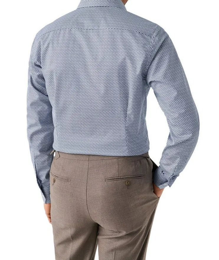 Slim-Fit Micro-Geometric Dress Shirt