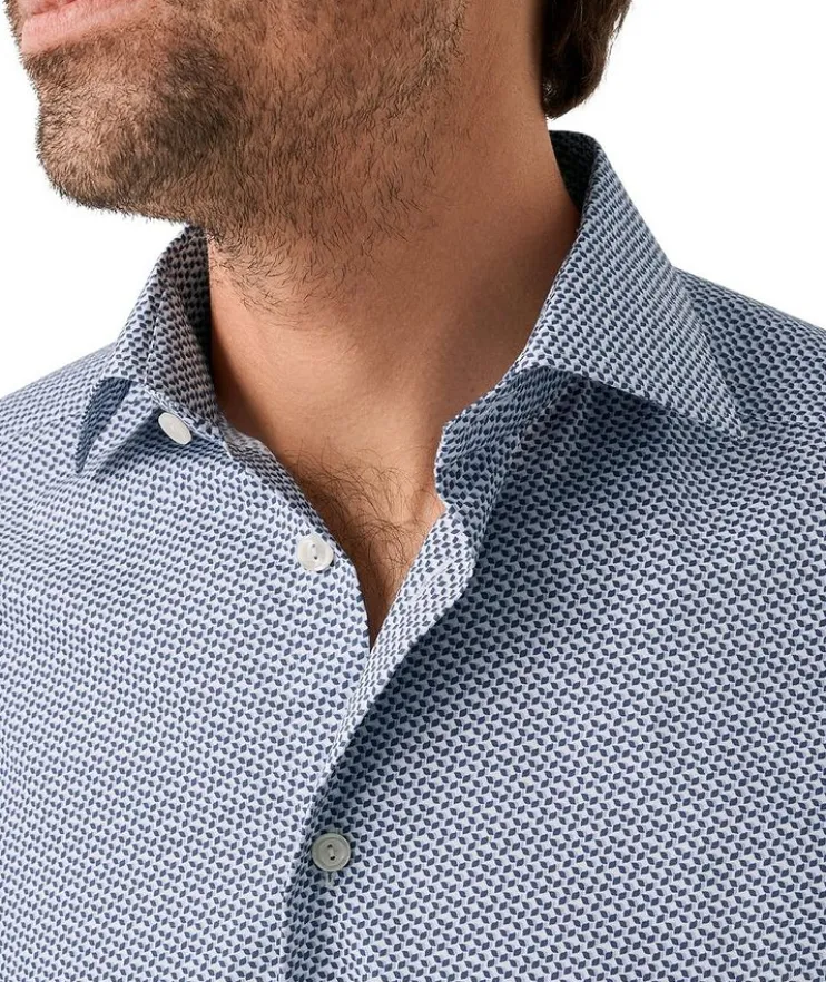 Slim-Fit Micro-Geometric Dress Shirt