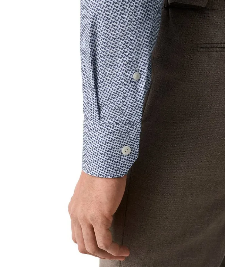 Slim-Fit Micro-Geometric Dress Shirt