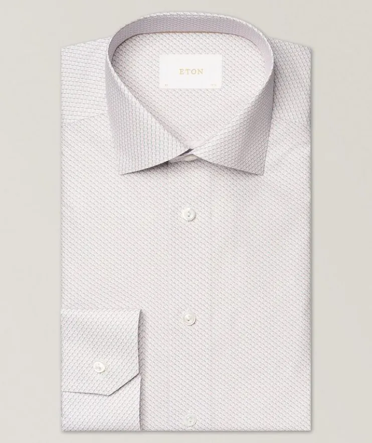 Slim-Fit Micro-Print Dress Shirt