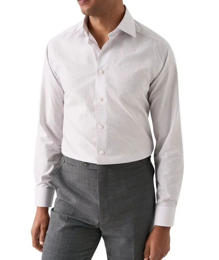 Slim-Fit Micro-Print Dress Shirt